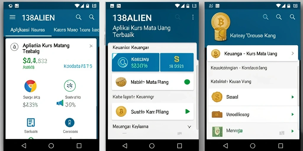 Antarmuka pengguna aplikasi Kurs Mata Uang 138ALIEN.