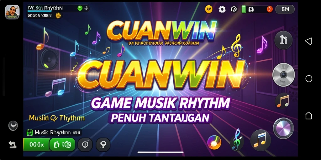 Tampilan antarmuka CUANWIN yang menarik dalam game Musik Rhythm.