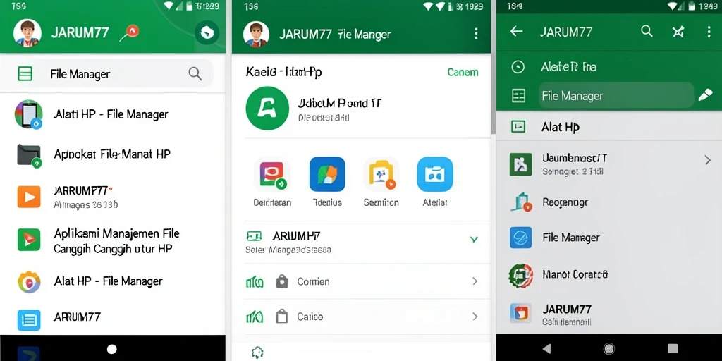 Tampilan antarmuka JARUM77 sebagai aplikasi File Manager yang modern dan fungsional.