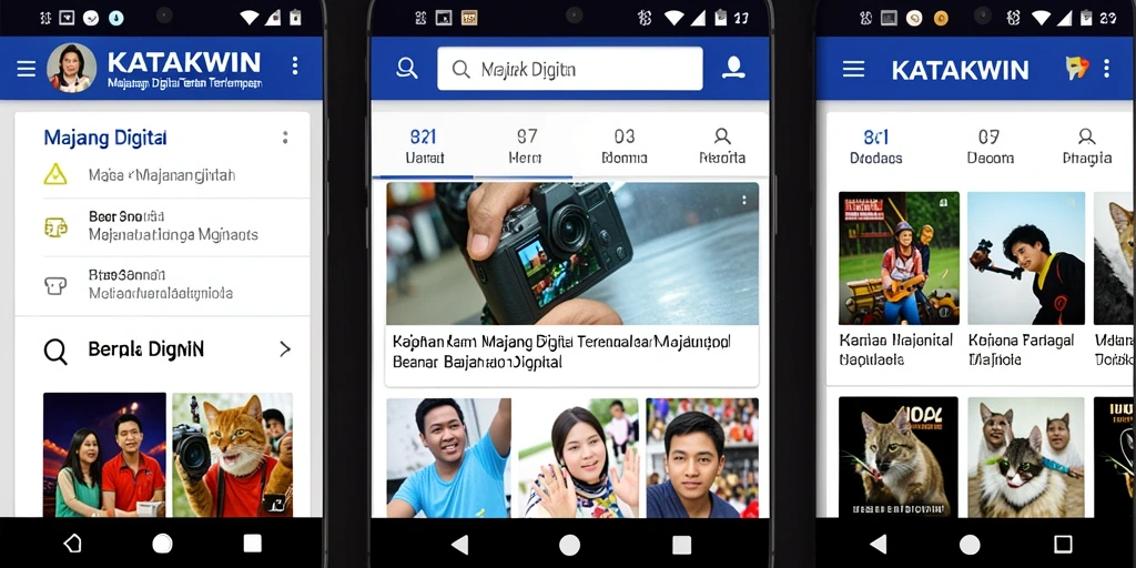 Tampilan antarmuka KATAKWIN dengan berbagai berita dan artikel menarik.