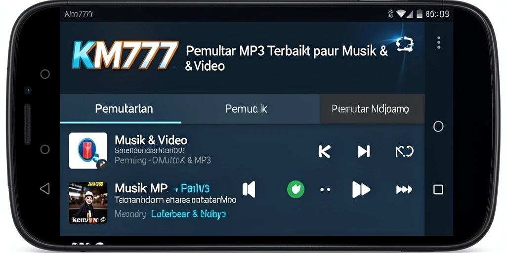 Antarmuka sederhana dan fungsional dari KM777 sebagai pemutar MP3.