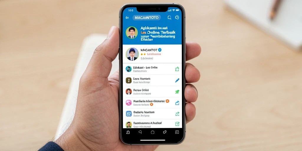 Tampilan antarmuka aplikasi Les Online yang intuitif dan menarik.
