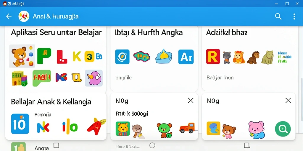 Tampilan antarmuka interaktif N06 saat belajar huruf dan angka.