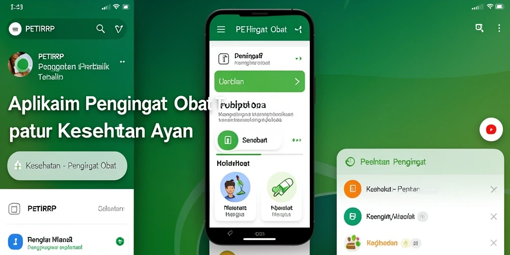 Tampilan antarmuka aplikasi Pengingat Obat PETIRRP yang mudah digunakan.
