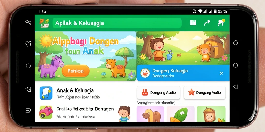 Antarmuka T6 dengan pilihan dongeng audio yang menarik.